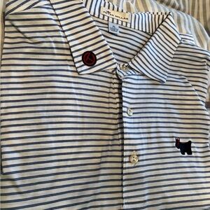 Peter Millar Navy and White Striped Polo